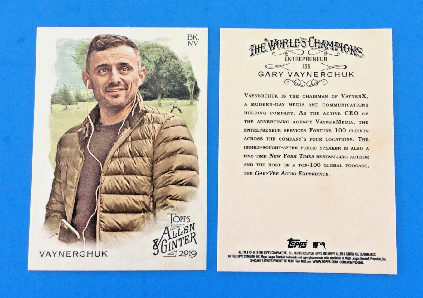2019 TOPPS Allen & Ginter   . GARY VAYNERCHUK .  ENTREPENEUR . # 155 . GARYVEE