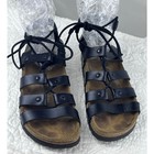 Papillio by Birkenstock Black Leather Gladiator Sandals - Size 7.5
