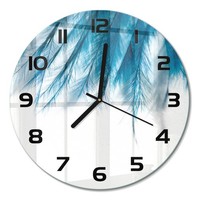 Dekorative Wanduhr Mit FließEnden Zeigern Blaue Federn Schwarze Zeiger Fi30 Cm