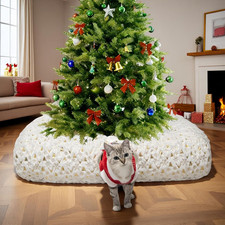 Christmas Cat Tunnel Bed with Warm Mat, Large Square Kitty Toy  Tree Skirt