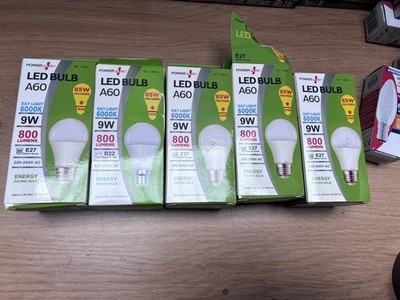5 x Power Plus - 9W - E27 Energiespar A60 LED Leuchtmittel - 800 Lumen - 6000k 