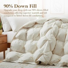 $440 90% Down 700 Fill Puff Marshmallow Comforter Organic Cotton Cal-King
