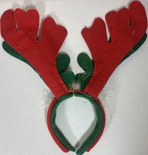 SEE PICS Christmas Reindeer Antler Headband Felt Red Green Holiday Costume Party