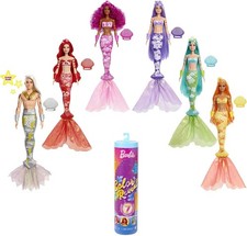 Barbie Color Reveal Mermaid Doll with 7 Unboxing Surprises Rainbow Mermaid HCC46
