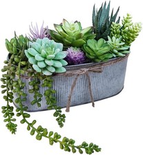 10" Artificial Succulent Arrangement Centerpiece Fake Succulent Plants in Rus...