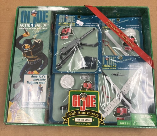 GI Joes Action Sailor Machine Gun Dress Parade Navy Basics Helmet Hasbro 12" NIB