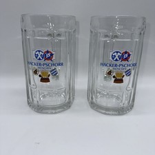 Hacker-Pschorr Munchen BEER Glass MUGS. SET OF 2. ECU