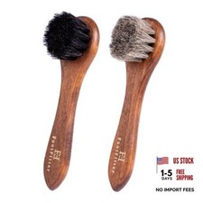6" Horsehair Shoe Shine Dauber Brush - Shoe Polish - Grey Brown - Black