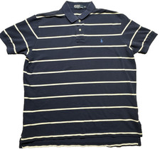 Polo Ralph Lauren Men  s Short Sleeve Polo Shirt Pony Striped Blue White X-Large
