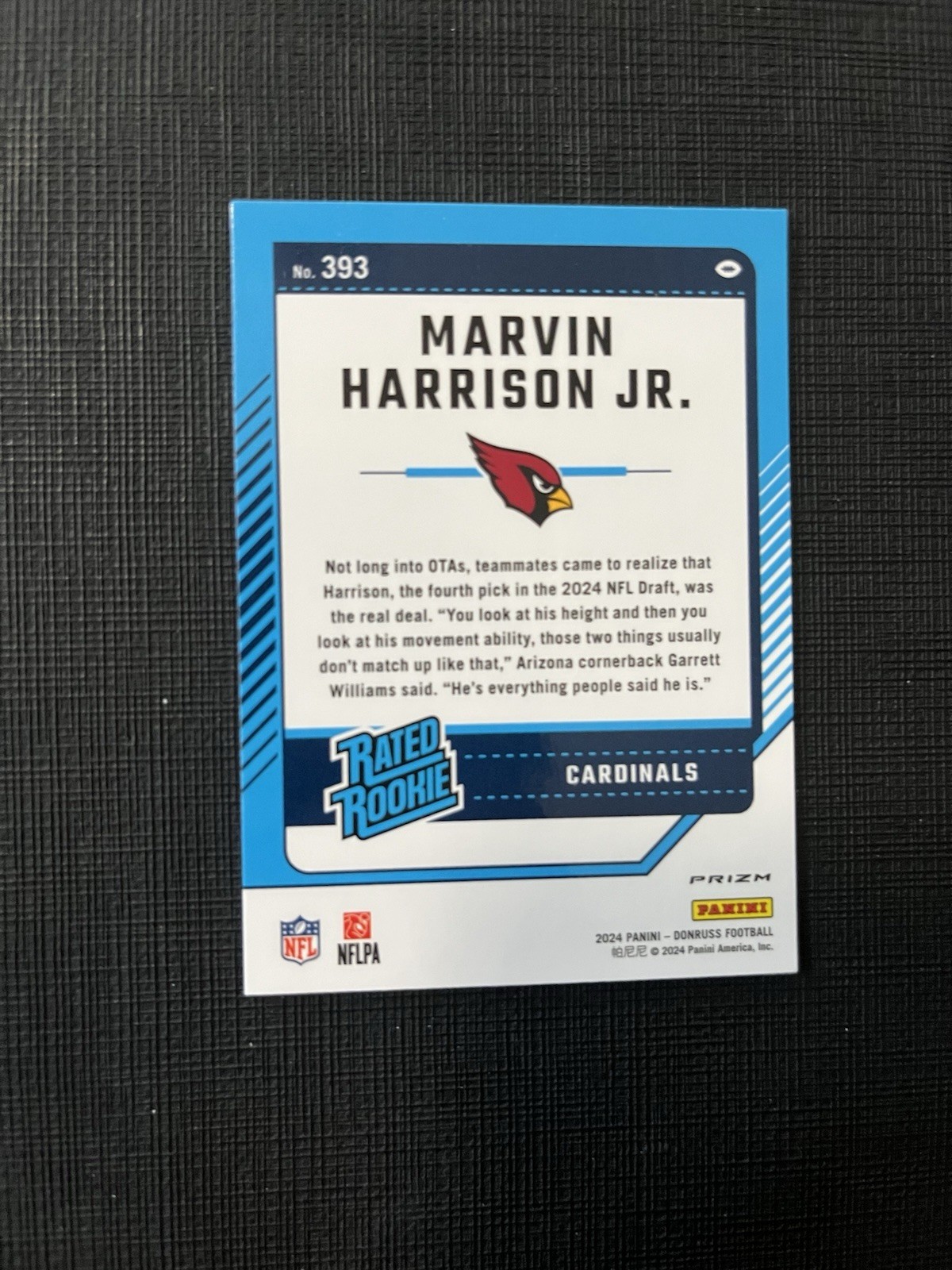2024 Panini Donruss - Rated Rookie Marvin Harrison Jr #393 Optic Pink Prizm (RC) view 4