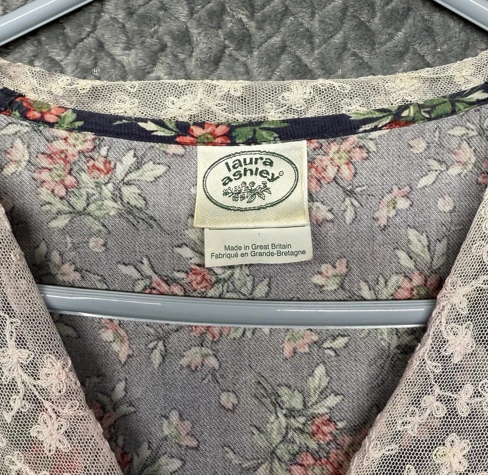 Vestido de Colección Laura Ashley Pradera Años 80 90 Cuello de Encaje LS Cottage UK14 US10 Lana Foto 4 de 4