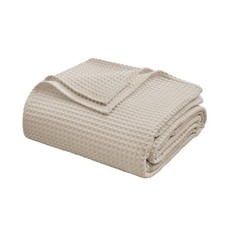 100 Egyptian Cotton Waffle Weave Throw Blanket Queen Light Khaki Soft 90x90
