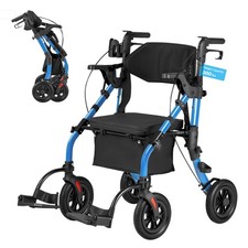 VEVOR 2 in 1 Rollator Walker  Transport Chair Folding Rolling Walker Wheelchair