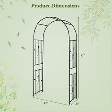 Garden Arch, 87 Tall Heavy Duty Metal Arbor Trellis Archway for Climbing Plants