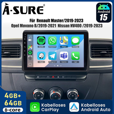 4+64GB Autoradio Android14 Carplay für Renault Master Opel Movano B Nissan NV400
