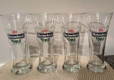 Vintage Heineken Beer Glass  Red Coat of Arms Set of 4, 7 inch tall