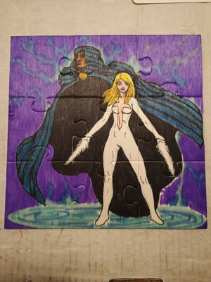 Cloak & Dagger Hand Drawn Wood Puzzle Magnet Back Original Art 