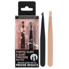 Pointed Slant Tweezers for Eyebrow Grooming Hair Removal - 2 Pack
