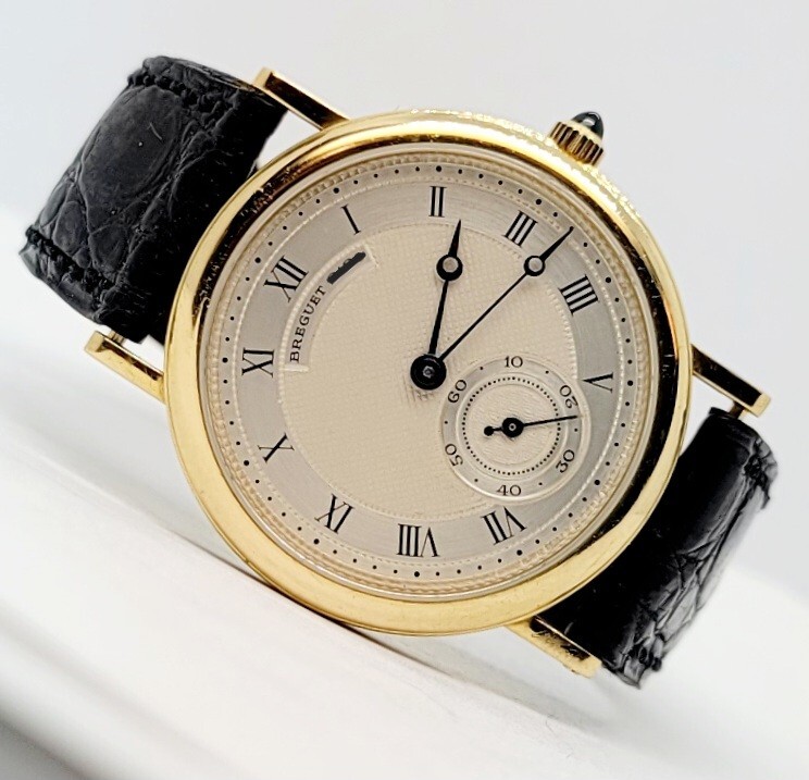 Breguet Classique Breguet 3210 Watch 18k Yellow Gold Blac Leather Band Rare