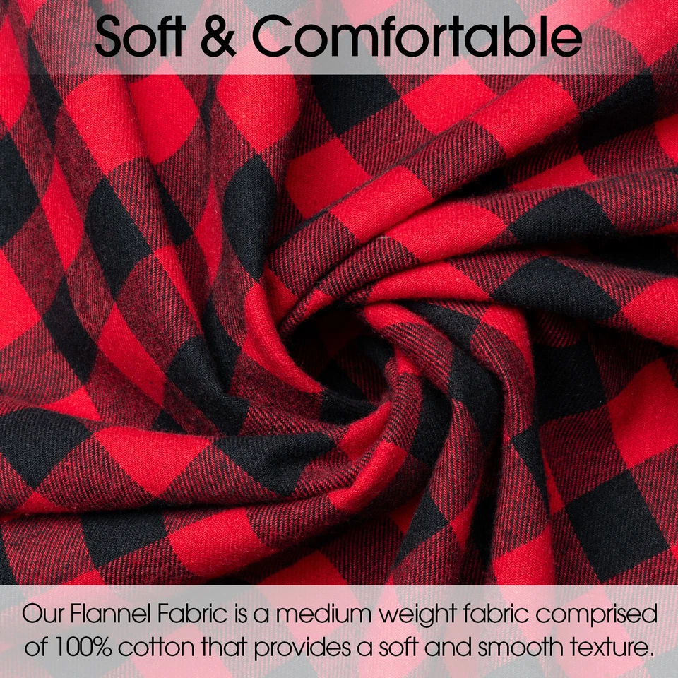 Tela de franela de algodón a cuadros roja y negra - 60" de ancho - Se vende por yarda y perno Foto 3 de 4