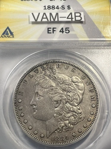 1884 S Morgan Silver Dollar - ANACS Xf45 VAM 4B Die Chip Top Vam