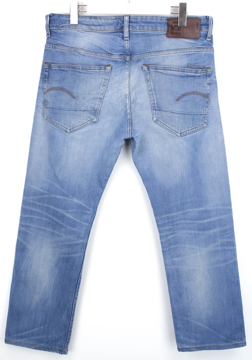 G-STAR Jeans Men's ~W34/L27 Button Fly Straight Fit Whiskers Faded
