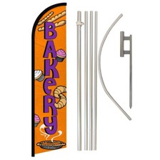 Bakery Full Curve Windless Swooper Flag  Pole Kit Panaderia Food Flag