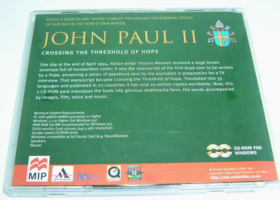 Pope John Paul II Crossing The Threshold Of Hope 2 CD ROM Set For PC - Image 2 of 2