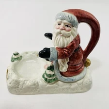 Vintage Fitz Floyd Omnibus Santa Christmas Votive Candle Holder Tea Light Tray