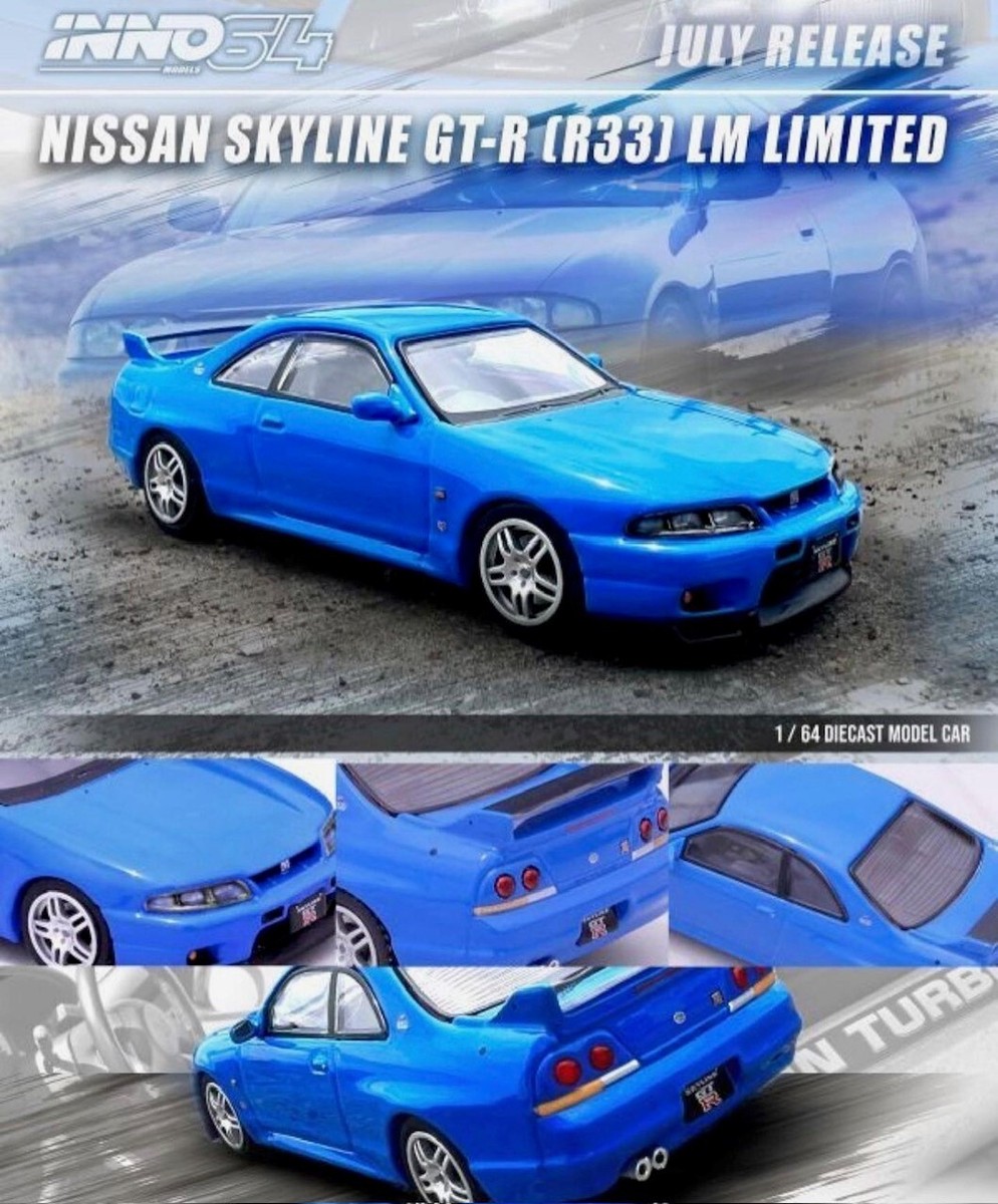 INNO64 1/64 Nissan Skyline GT-R R33ミニカー Inno64 1:64 1:64 Nissan Skyline GT-R R33 LM Limited (Blue) Diecast