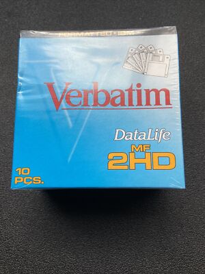  Verbatim Datalife 3.5'' Floppy Disks (Set of 10) MF-2HD HD 1.44MB in plastic