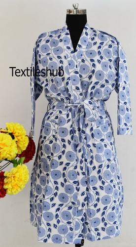 INDISCHER BAUMWOLLKIMONO BADEMANTEL NACHT MAXIKLEID KIMONO KLEID ALLE BLUMEN KIMONO USA - Bild 37 von 73