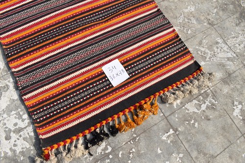 Antique Carpet Dhurries Dhurrie Traditional Indian Rugs Multy-Color Striped "1 - Picture 6 of 10