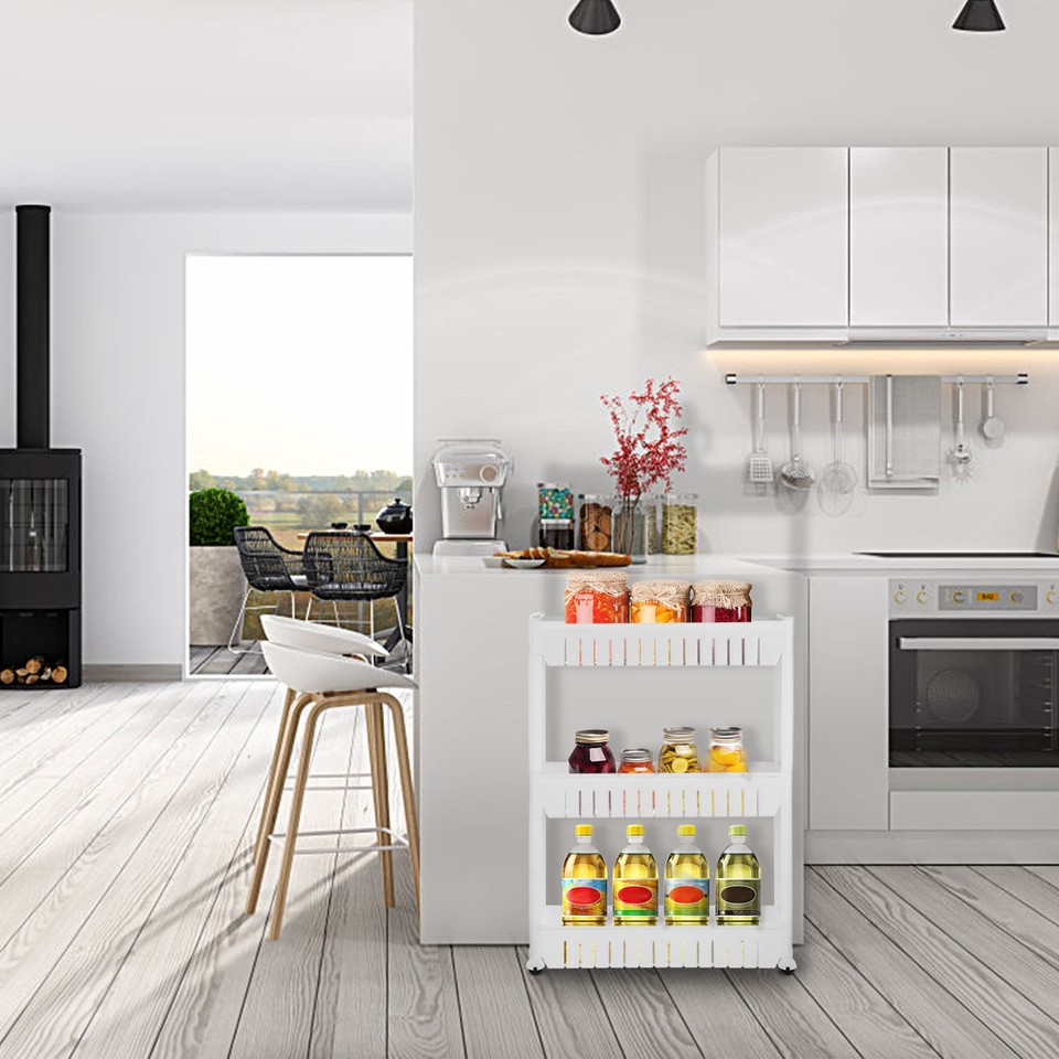 Slim Slide Out Storage Kitchen Pull Out Trolley Rolling Shelf Narrow