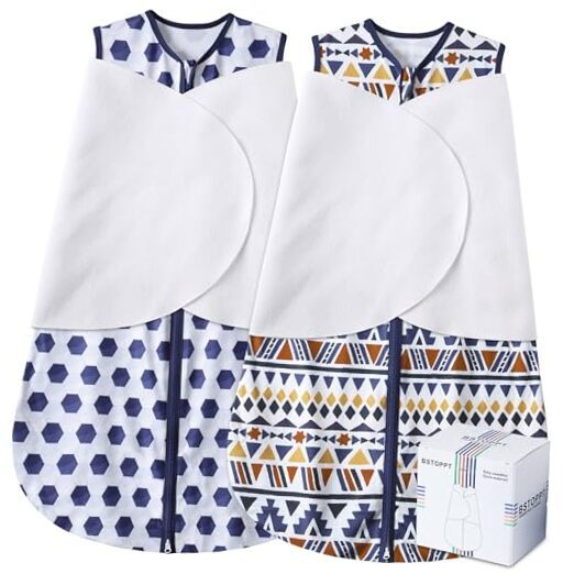 Newborn Sleep Sack Baby Swaddle,3-Way Adjustable 0-3 Months Soccer & Triangles-image