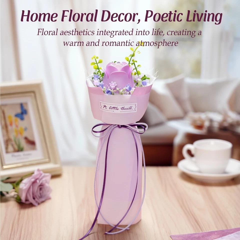 ROBOTIME 3D Puzzle Plastic Flowers Artificial Flowers Purple Rose Gift for Women - Image 3 of 4