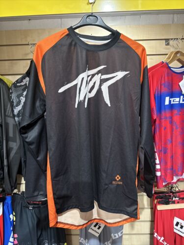Thor Sector  Mx Enduro Shirt Jersey Size L Black & Orange - Afbeelding 1 van 6