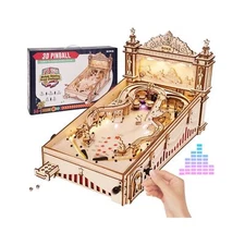 ROKR Miniature Pinball Machine-3D Wooden Puzzles for Adults-DIY Wood Model Ki...
