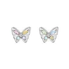 Rhinestone Butterfly Design Stud Earrings - New