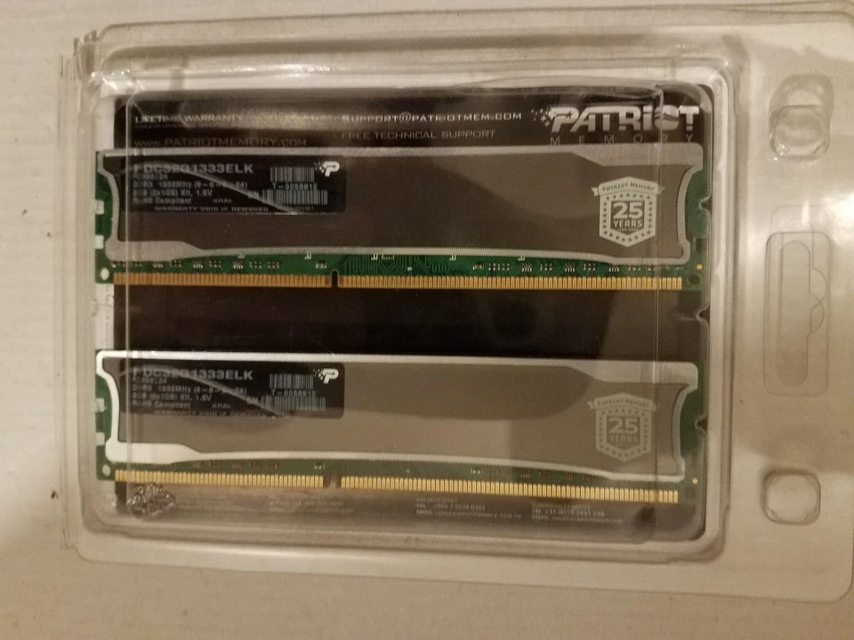 Patriot PDC32G1333ELK 2GB DDR3 1333 SDRAM 240pin Memory Module 2x1GB PC3-10666 - Image 3 of 4