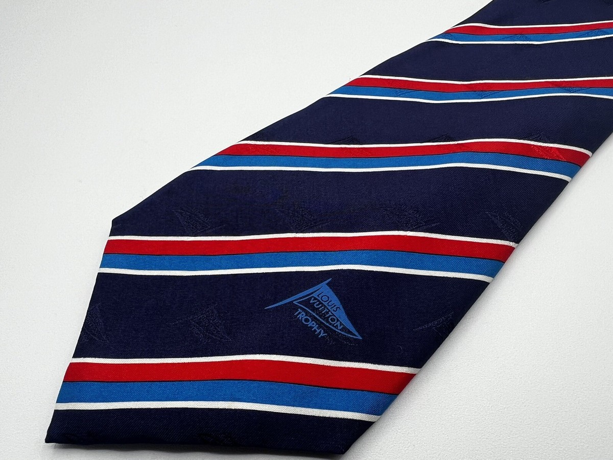 Louis Vuitton America's Cup Blue And Red Striped Silk Tie - Rare