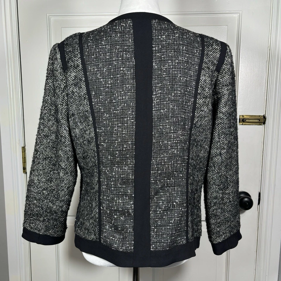 Blazer Narcisco Rodriguez Design Nation Mezcla Lana Tweed Plateado Metálico Talla L Foto 4 de 4