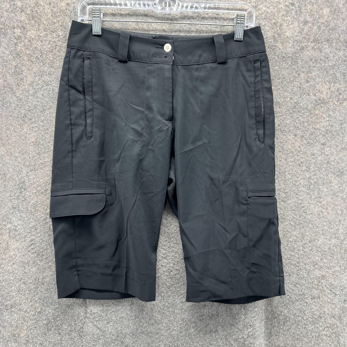 Nike Shorts Women Ladies Black Chino Flat Front Tour Performance Dri Fit  Golf