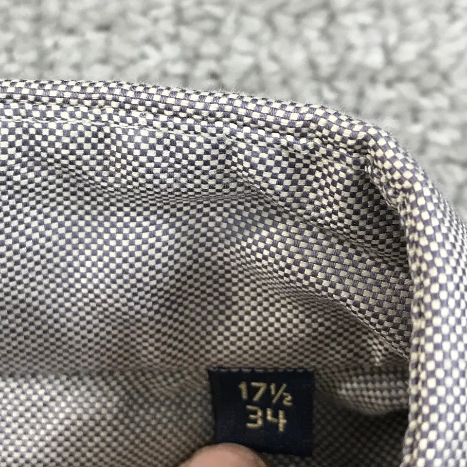 Gitman Bros Shirt Mens Extra Large 17.5 Button Up Gray Dress Eddie Williams - Image 4 of 4