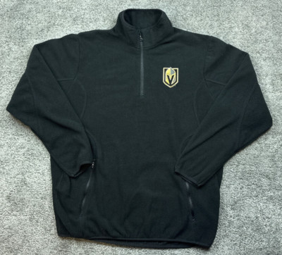 Antigua Vegas Golden Knights Pullover Size L Black Shield Logo 1/4 Zip Fleece