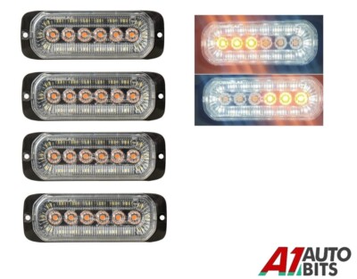 4X Doppelfunktion LED gelb Stroboskop Warnleuchte + Heiligenschein weiß Front Markierungsleuchte