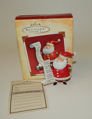 2004 Hallmark Keepsake Christmas Ornament So Much To Do - Santa Claus with List 