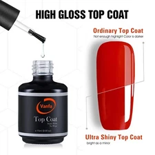 Vanfa Gel Polish Super Shine No Wipe Gel Top Coat T003 Fl 0.5 oz *Pick any*