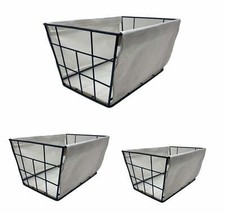 Set of 3 Farmhouse Storage Baskets with Basket Liner Set White