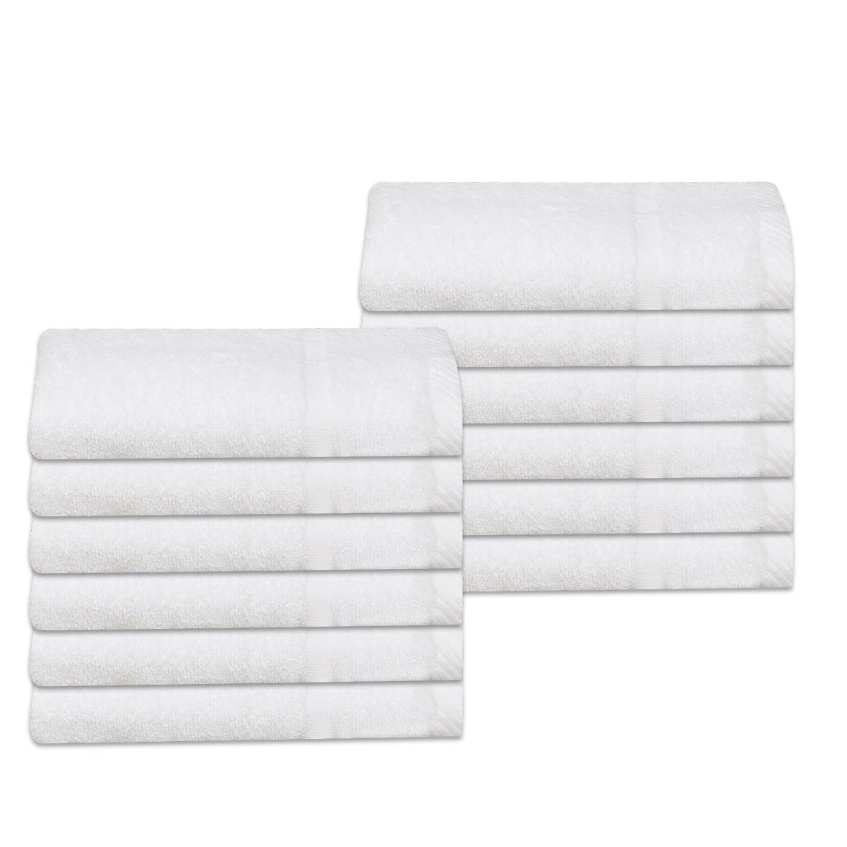 Cheap Thin Bath Towels White Budget Quality 100% Cotton 320 gsm Pack Set of  12